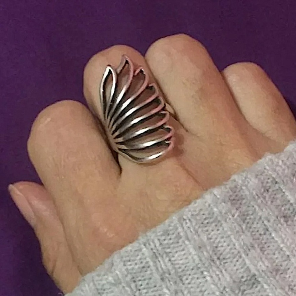 New Sterling Silver Resizable Angel Wing Ring